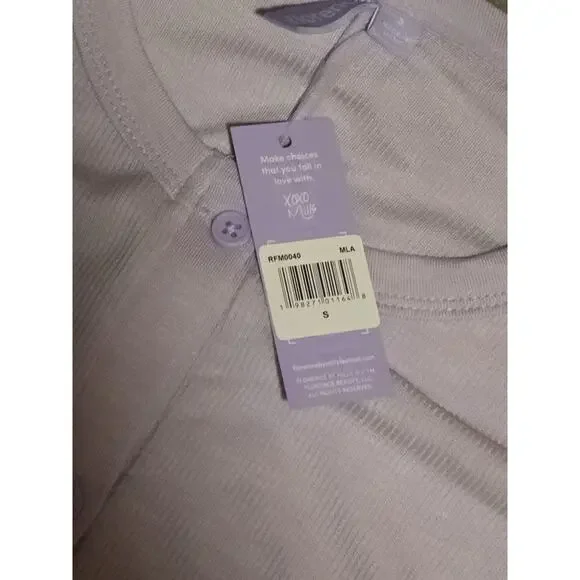 Florence by Mills Romper Small Lavender Purple Long Sleeve Button Front Ribbed - Picture 3 of 5